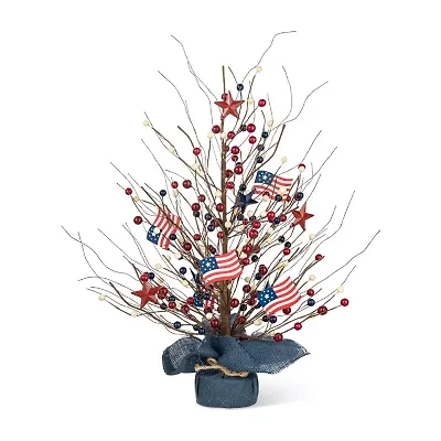 Glitzhome 20" Patriotic Berry Tree Tabletop Decor