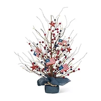 Glitzhome 20" Patriotic Berry Tree Tabletop Decor