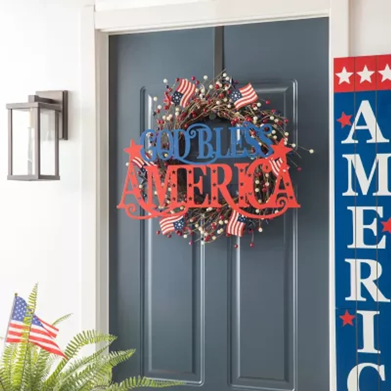 Glitzhome 24"L Patriotic Metal Wall Decor Swag