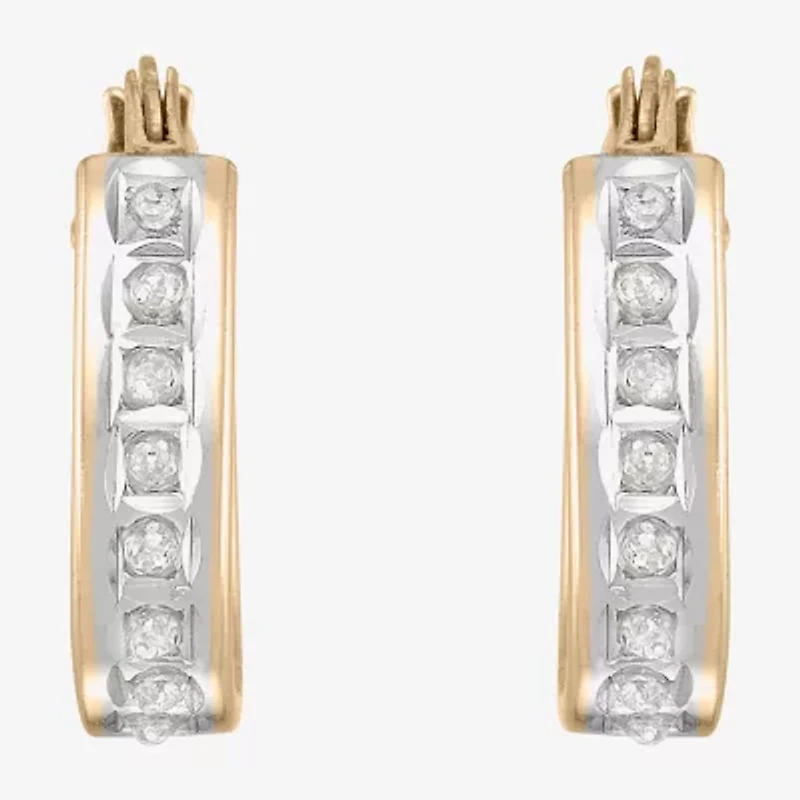 Womens Natural White Diamond 14mm Hoop Earrings