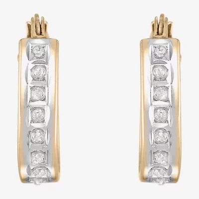 Womens Natural White Diamond 14mm Hoop Earrings