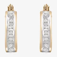 Womens Natural White Diamond 14mm Hoop Earrings