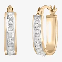 Womens Natural White Diamond 14mm Hoop Earrings