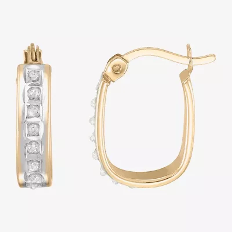 Womens Natural White Diamond 14mm Hoop Earrings
