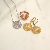 Personalized 14K Gold Over Sterling Silver Monogram Drop Earrings