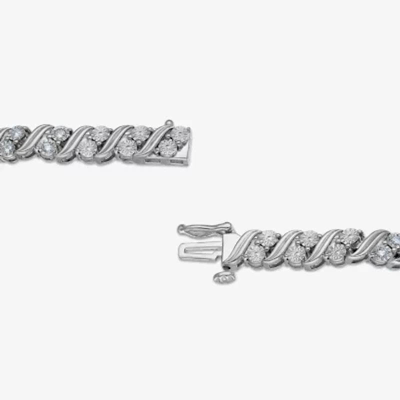 (I / I1-I2) Womens 1 CT. T.W. Lab Grown White Diamond Sterling Silver 7.25 Inch Tennis Bracelet