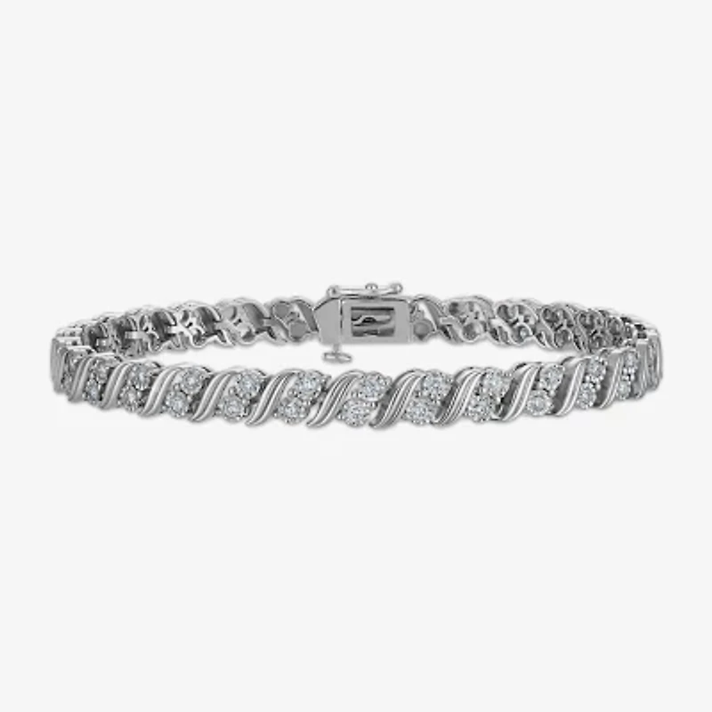 (I / I1-I2) Womens 1 CT. T.W. Lab Grown White Diamond Sterling Silver 7.25 Inch Tennis Bracelet