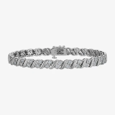 (I / I1-I2) Womens 1 CT. T.W. Lab Grown White Diamond Sterling Silver 7.25 Inch Tennis Bracelet