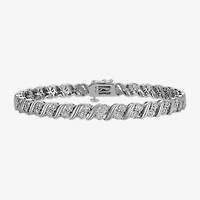 (I / I1-I2) Womens 1 CT. T.W. Lab Grown White Diamond Sterling Silver 7.25 Inch Tennis Bracelet