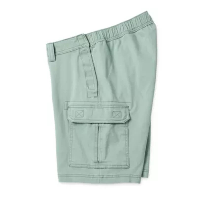 St. John's Bay Mens 10" Mid Rise Adaptive Stretch Fabric Easy-on + Easy-off Seated Wear Cargo Short