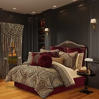 Five Queens Court Bordeaux 4-pc. Damask + Scroll Midweight Comforter Set