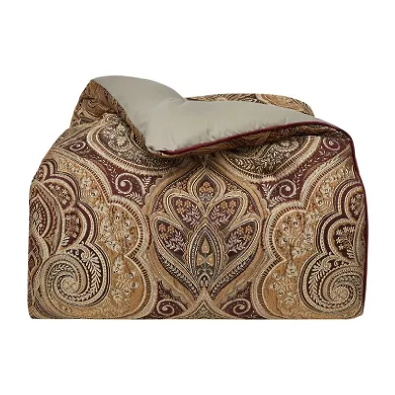 Five Queens Court Bordeaux 4-pc. Damask + Scroll Midweight Comforter Set
