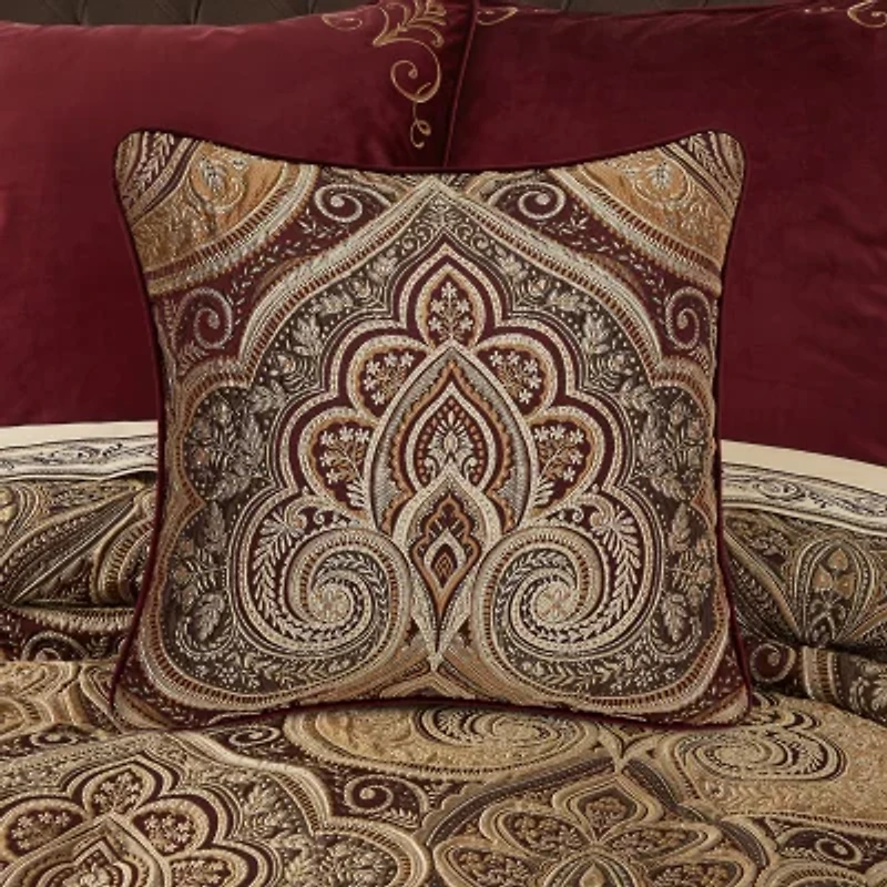 Five Queens Court Bordeaux Square Throw Pillow