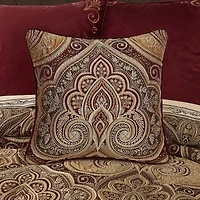 Five Queens Court Bordeaux Square Throw Pillow