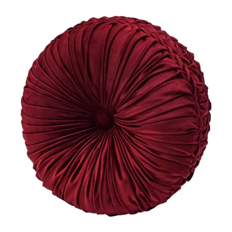 Five Queens Court Bordeaux Round Throw Pillow