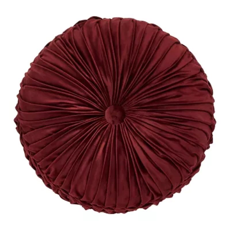 Five Queens Court Bordeaux Round Throw Pillow