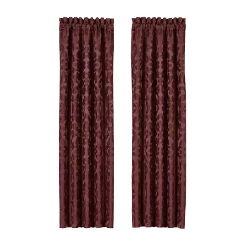 Queen Street Le Grande Maroon Rod Pocket Energy Saving Light-Filtering Set of 2 Curtain Panel
