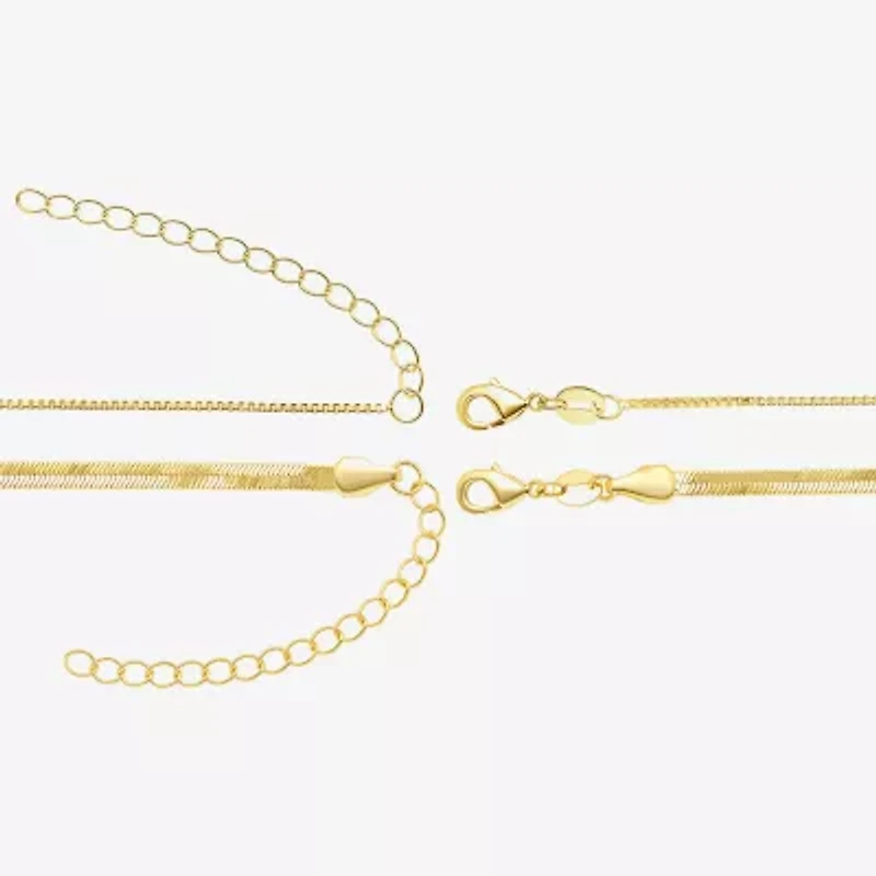 Silver Treasures 18k Gold Over Brass Chain Womens 2-pc. Necklace Set