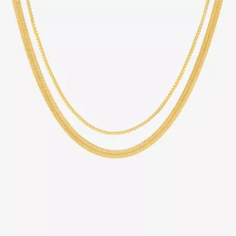 Silver Treasures 18k Gold Over Brass Chain Womens 2-pc. Necklace Set