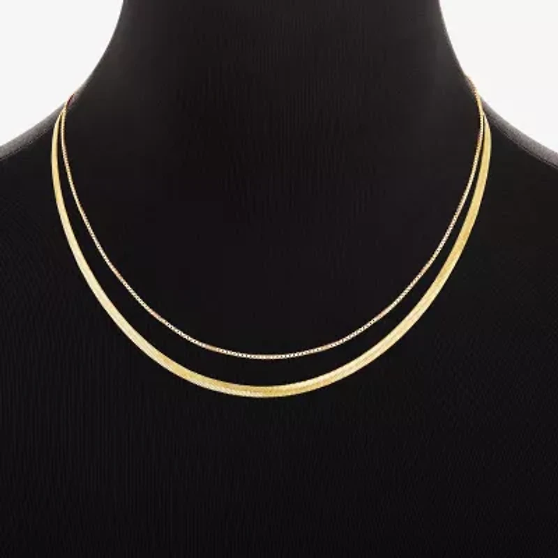 Silver Treasures 18k Gold Over Brass Chain Womens 2-pc. Necklace Set
