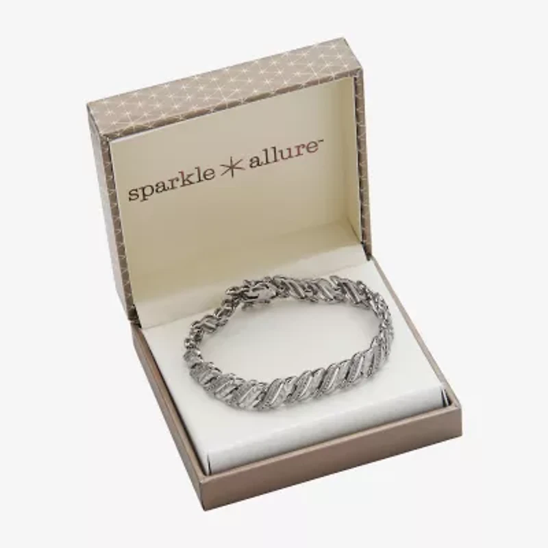 Sparkle Allure Womens Natural Diamond Accent Pure Silver Over Bronze Inch Tennis Bracelet