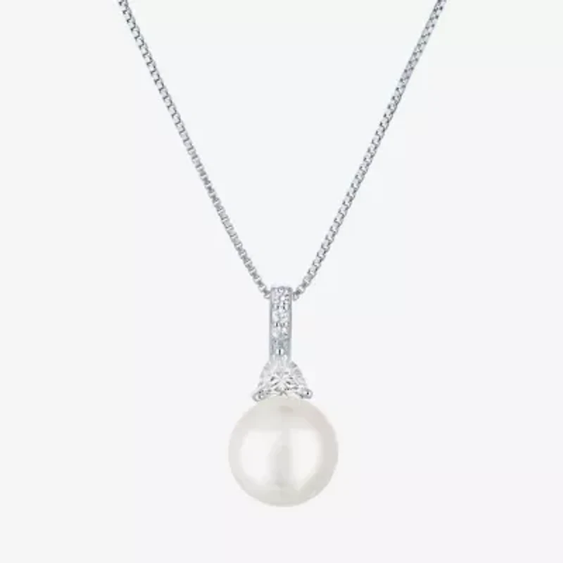Womens Cultured Freshwater Pearl Sterling Silver Round 18 Inch Pendant Necklace