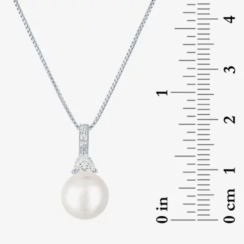 Womens Cultured Freshwater Pearl Sterling Silver Round 18 Inch Pendant Necklace
