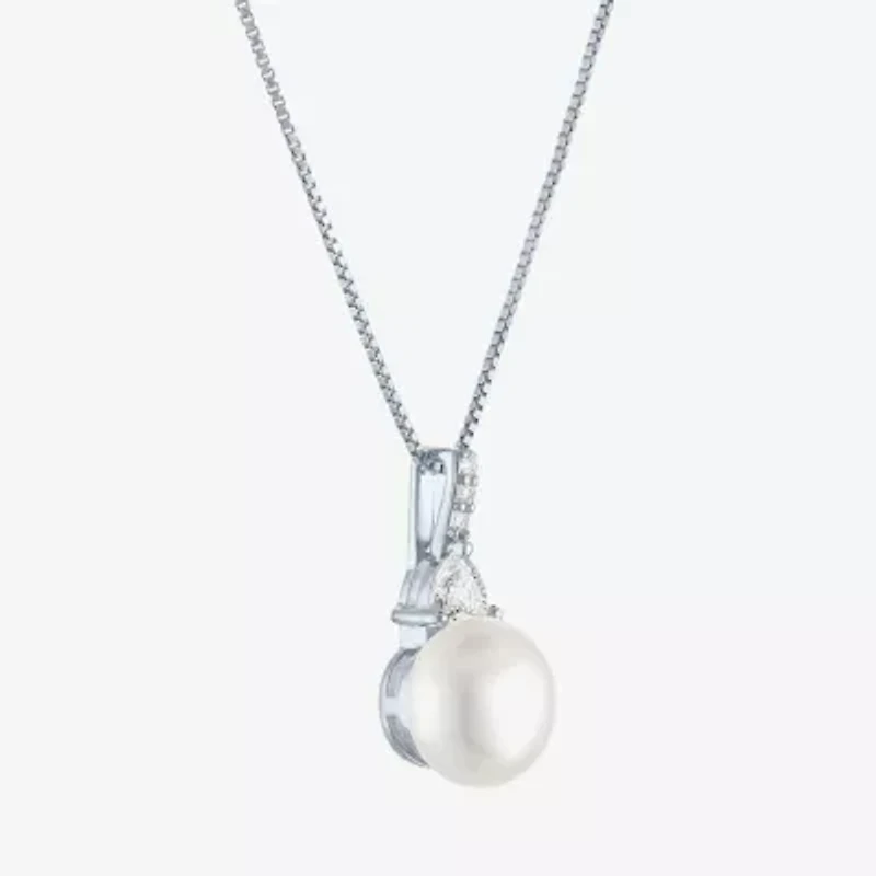 Womens Cultured Freshwater Pearl Sterling Silver Round 18 Inch Pendant Necklace