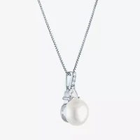 Womens Cultured Freshwater Pearl Sterling Silver Round 18 Inch Pendant Necklace