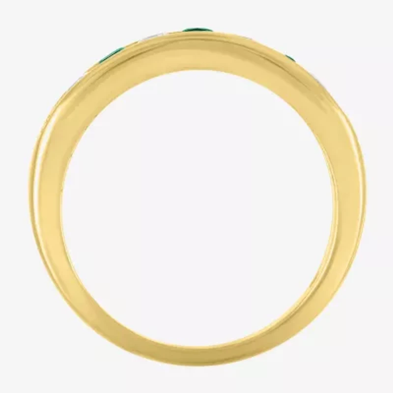 Gemstone 14K Gold Over Silver Sterling Band