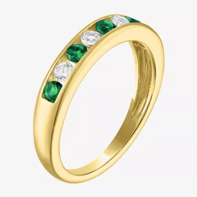 Gemstone 14K Gold Over Silver Sterling Band