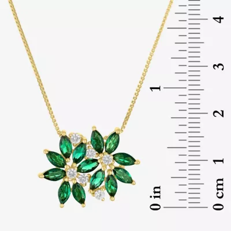 Womens Gemstone Sterling Silver Flower Pendant Necklace