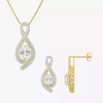 Gemstone 14K Gold Over Silver Sterling Oval Jewelry Set