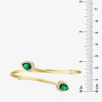Womens Simulated Green Emerald 14K Gold Over Silver Sterling Silver Pear Bangle Bracelet