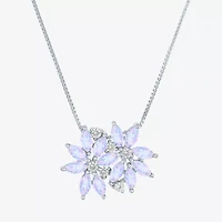 Womens Gemstone Sterling Silver Flower Pendant Necklace