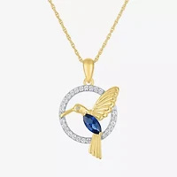 Womens Lab Created Blue Sapphire 14K Gold Over Silver Sterling Silver 16 Inch Pendant Necklace