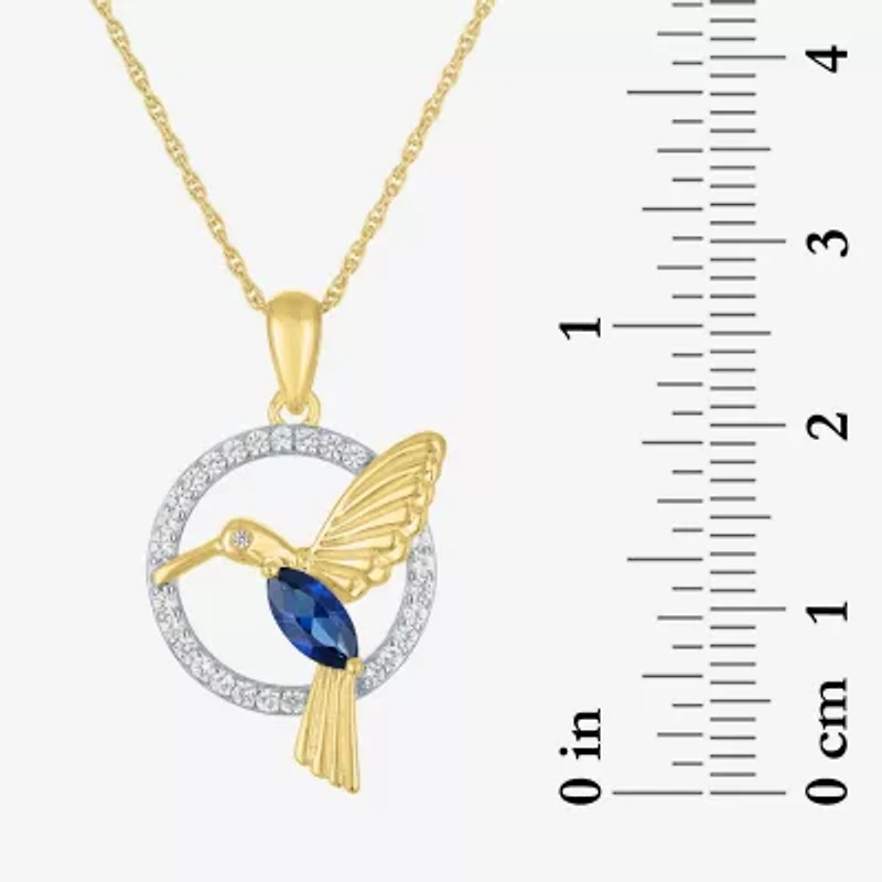 Womens Lab Created Blue Sapphire 14K Gold Over Silver Sterling Silver 16 Inch Pendant Necklace