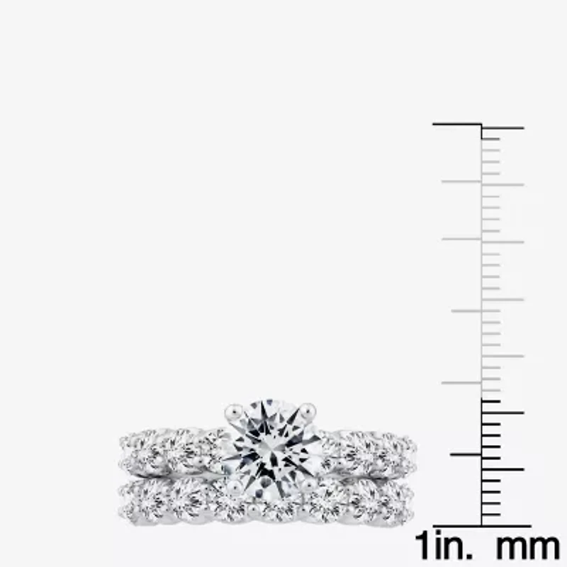Signature By Modern Bride (F / VS2) Womens 4 CT. T.W. Lab Grown White Diamond 10K or 14K Gold Round Side Stone Bridal Set
