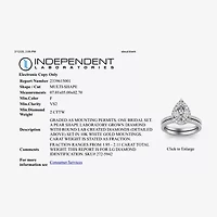 Signature By Modern Bride Womens 2 CT. T.W. Lab Grown White Diamond 10K or 14K Gold Pear Side Stone Bridal Set
