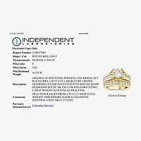 (G / Si1-Si2) Womens 4 CT. T.W. Lab Grown White Diamond 10K Gold Round Side Stone Bridal Set