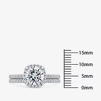 Signature By Modern Bride Womens 2 CT. T.W. Lab Grown White Diamond 10K Gold Round Side Stone Halo Bridal Set