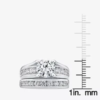 (G / Si1-Si2) Womens 4 CT. T.W. Lab Grown White Diamond 10K Gold Round Side Stone Bridal Set