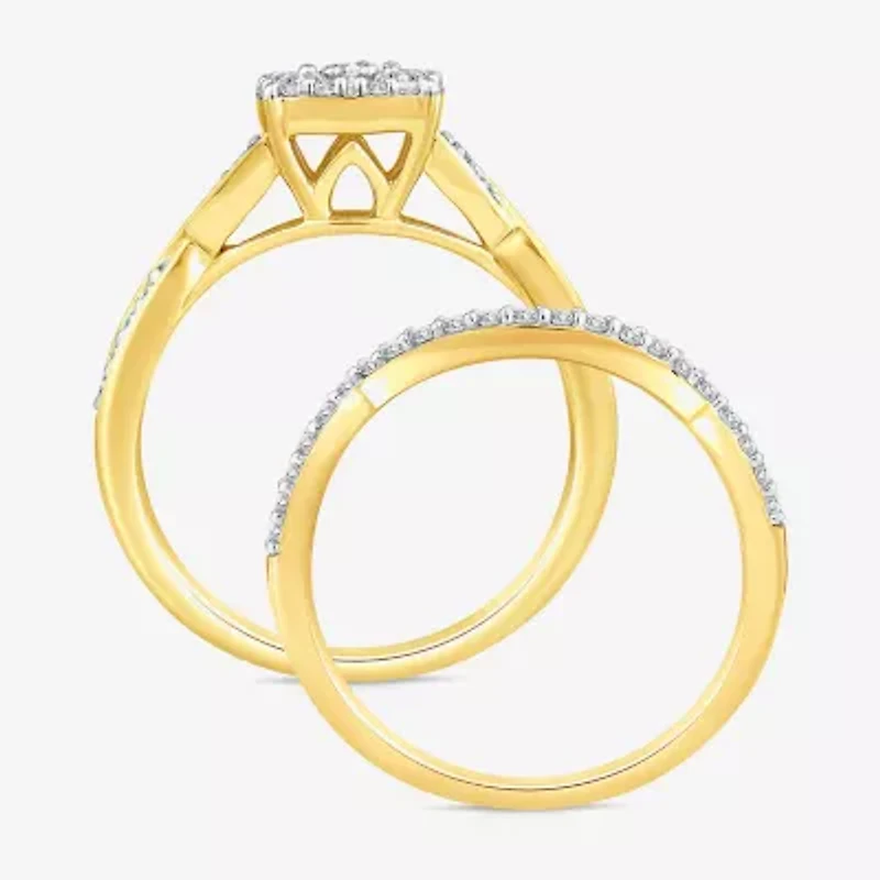 Womens 3/4 CT. T.W. Natural White Diamond 10K Gold Bridal Set