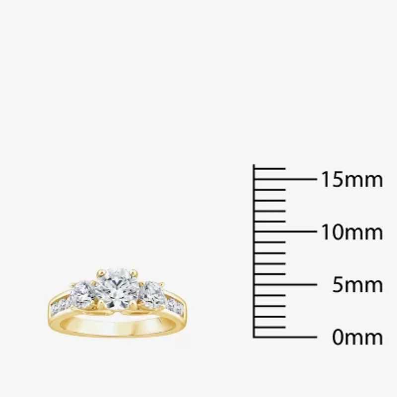 Love Lives Forever (G / Si1-Si2) Womens 2 CT. T.W. Lab Grown White Diamond 10K Gold Round Side Stone 3-Stone Engagement Ring