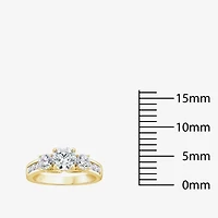 Love Lives Forever (G / Si1-Si2) Womens 2 CT. T.W. Lab Grown White Diamond 10K Gold Round Side Stone 3-Stone Engagement Ring