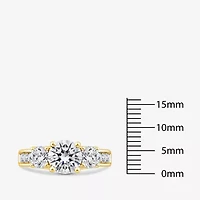 Love Lives Forever (G / Si1-Si2) Womens 3 CT. T.W. Lab Grown White Diamond 10K Gold Round Side Stone 3-Stone Engagement Ring