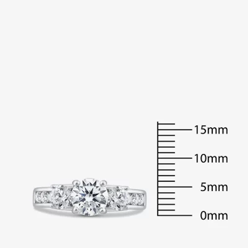 Love Lives Forever (G / Si1-Si2) Womens 2 CT. T.W. Lab Grown White Diamond 10K Gold Round Side Stone 3-Stone Engagement Ring