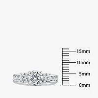 Love Lives Forever (G / Si1-Si2) Womens 2 CT. T.W. Lab Grown White Diamond 10K Gold Round Side Stone 3-Stone Engagement Ring
