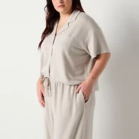 Liz Claiborne Womens Short Sleeve 2-pc. Plus Pajama Sets