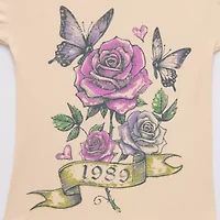 Spring Rose Boyfriend Tee Womens Crew Neck Short Sleeve Oversized Juniors Graphic T-Shirt